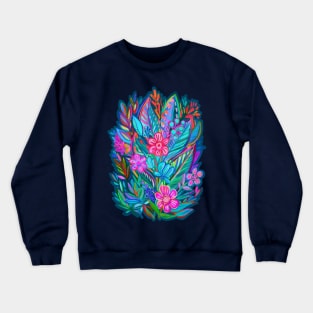 Exuberant Bouquet in Aqua, Fuchsia and Emerald Crewneck Sweatshirt